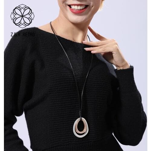 Statement Costume Jewelry for Women Long Circles Necklace Neck Pendants Choker Chain Suspension Collar Accessories Birthday Gift