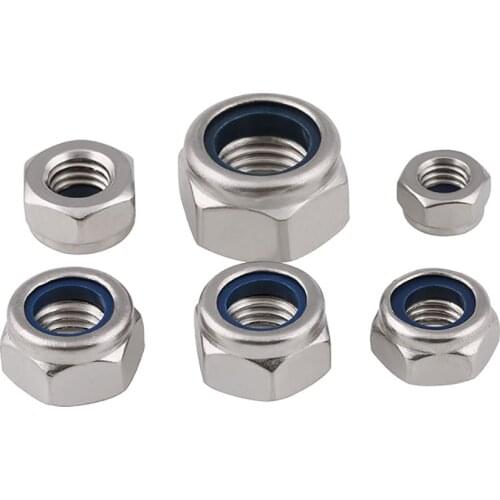 Fine Thread Hex Nylon Insert Lock Nut M8-M20 304 Stainless Steel DIN985 Fine Pitch Hexagon Self-locking Nylock Locknut