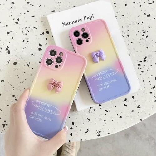 Retro kawaii Tie Bow sweet girls color Japanese Phone Case For iPhone 11 12 Pro Max Xs Max XR X 7 8 Plus X 7Plus case Cute Cover