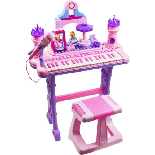 Musical Instrument kids musical toys electronic piano with microphone keyboard +building blocks instrumentos musicales sale
