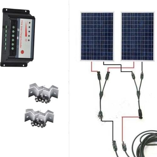 Kit Zonnepaneel 12 volt 200 watt Solar Charge Cootroller 12v/24v 20A Chargeur Solaire Telephone Caravan Car Camp Light LED Lamp