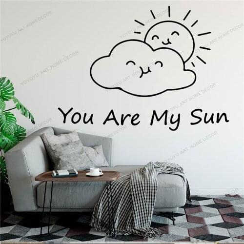 Sun Quote Line Draw Art Wall Sticker For Home Decor Living Room Valentines Removable Murals Wallpoof CX1425