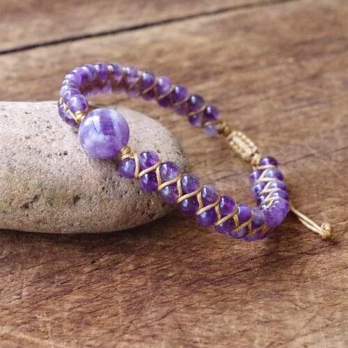 Natural Stone String Beaded Braided Bracelet & Bangle Women Yoga Healing Balance Charm Warp Bracelet Handmade Jewelry