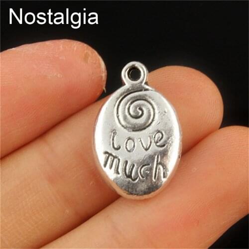 Nostalgia 10pcs Love Much Words Stamped Message Alloy Charm Pendants Mothers Day Gift