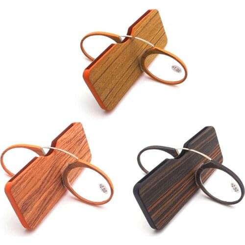 The new clip nose old flower mirror simple frameless light mini old age glasses card-type clip nose reading portable reader