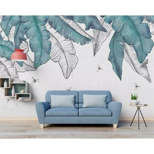 Beibehang Custom wallpaper mural modern minimalist hand painted watercolor plant leaves Nordic wall 3d wallpaper papel pintado