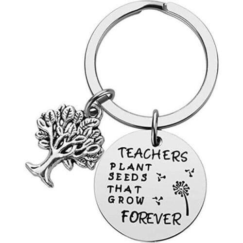 Oeinin Charms Key Chain Man TEACHERS Plant Seeds Keychain Lovers Letter Color Keyring Stainless Pendant Arrtracive Llaveros