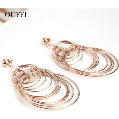 OUFEI Stainless Steel Jewelry Steel ring Drop Earrings For Women Earings Fashion Jewelry Accessories Bohemian Mass Effect
