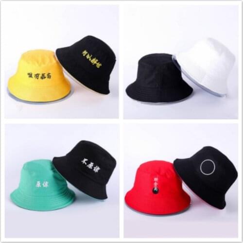 22 colors Embroidery Letter Reversible Bucket Hat Hip Hop Cotton Two Side Fishing Hat Women Summer Panama Men Fishermen Sun Cap