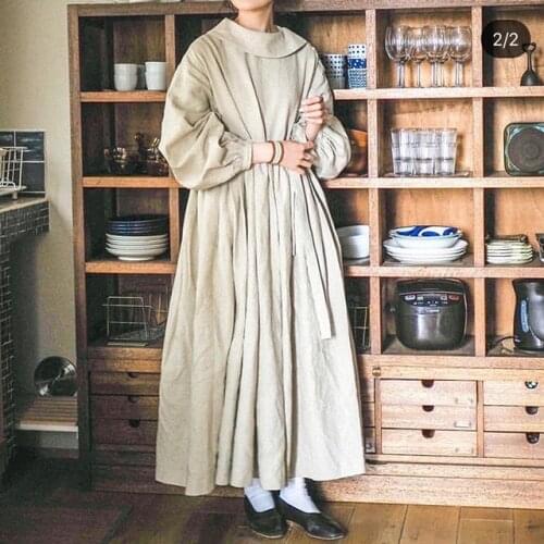 Japan Mori Girl Cottage Core Style Thin Cotton and Linen Summer Dress for Women Oversized Harajuku Boho Long Maxi Dress Vestido