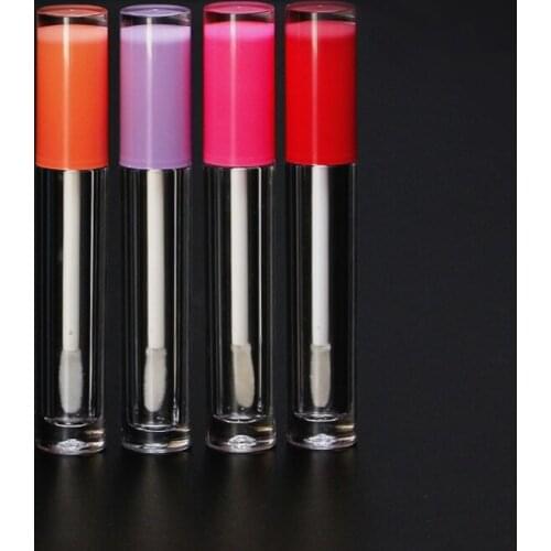 50pcs 5ml Empty Clear Lipgloss Bottle with Pink/Purple Cap Cylinder Cosmetics Refillable Bottle Eyelashe Growth Oil Container