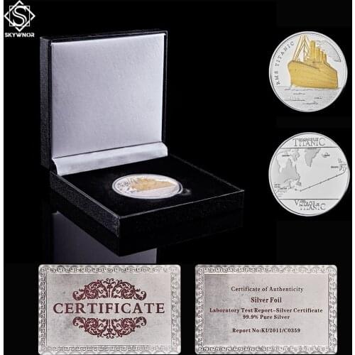 RMS Titanic 1912 Anniversary Voyage Ship of Titanic Gold/Silver Commemorative Coin Value W/ Luxury Coin Box