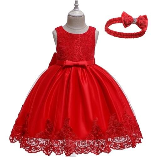 Christmas Baby Girls Dress Flower Lace Christening Gown Childrens Dress Bow Lace Dress Flower Girl Dress Costume 0-2 years old