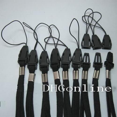 100 PCS Detachable Strap lanyard CLIP for Phone Mp3 ID Card holder reel Badge Black