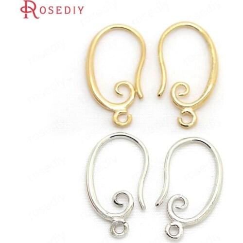 12PCS 10x16MM 11x19MM 24K Gold Color Plated Brass Curling Style Earrings Hooks High Quality Diy Jewelry Accessories