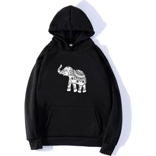 2019 New Elephant Casual Solid Hoodies Animal Print Plus Size Women Tops Sportswear Hooded Jacket Woman Couple Sweatshirt