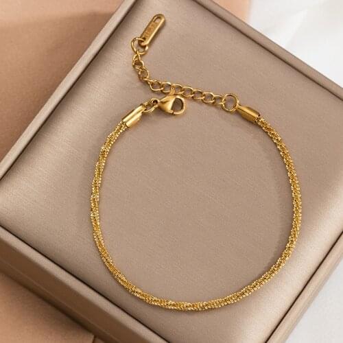 Korean Style Luxury Gold Color Charm Bracelets For Women High Quality No Fading Stainless Steel Bracelet Female Hand Jewelry