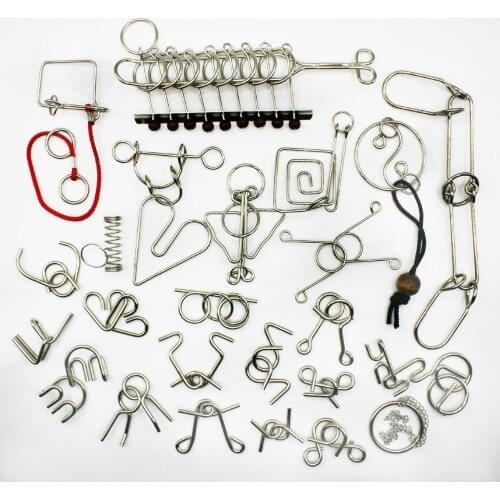 25PCS/Set IQ Metal Wire Puzzle Traditional Educational Mind Brain Teaser Game for Children Adults