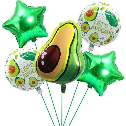 5pcs/set Avocado Pineapple Cactus Fruit Balloons Hawaii Summer Birthday Party Decoration Mexican Carnival Party Balloon Supplies