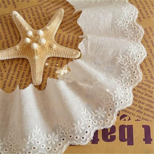 5Yards/lot Width 6.5cm White100% Cotton Embroidered Lace Fabrics, Womens Clothing Diy Lace Trim, Free Shipping RS691