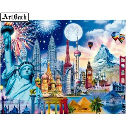 5d diy diamond painting "Freedom Goddess" castle pattern 3D diamond embroidery full square / round drill Rhinestone mosaic