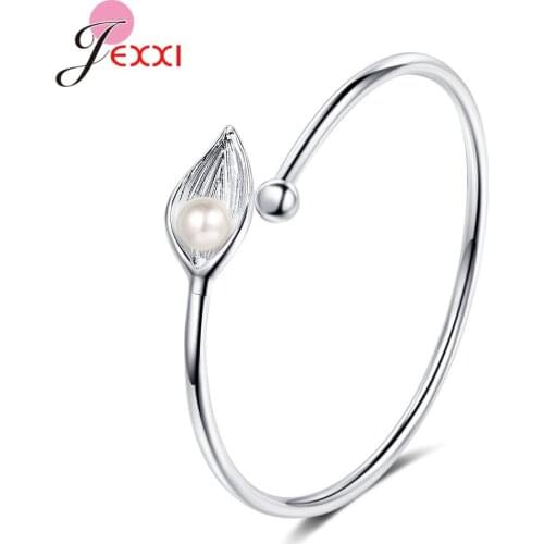 925 Sterling Silver Pearl Bracelets For Women Accessories Cuff Bangles Statement Fine Jewelry Wholesale Birthday Gift