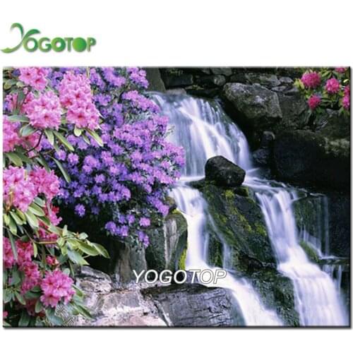 5d diy Diamond Painting waterfall Flowers Full Drill puzzle mosaic Diamant embroidery Home Decor spring natural landscape YY2629