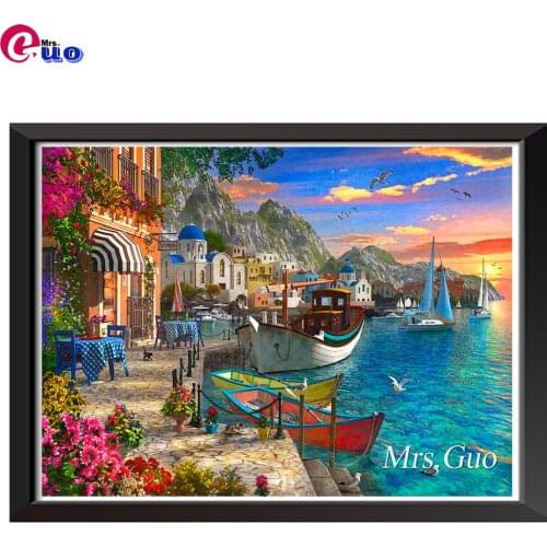 Diamond Painting Grandiose Greece Coastal scenery Mosaic Art Diamond Embroidery DIY Picture Of Rhinestones Cross Stitch Decor