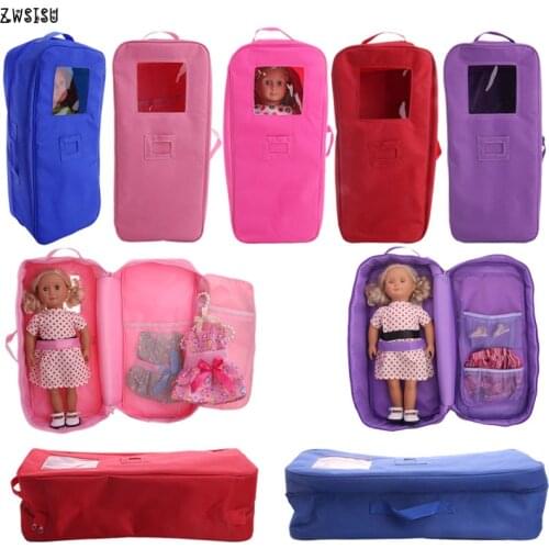 Free Shipping Doll Bags Suitcase Carry Travel For 18 Inch American&43CM Reborn Baby New Born Doll ,Girls Russia DIY Gifts Toys