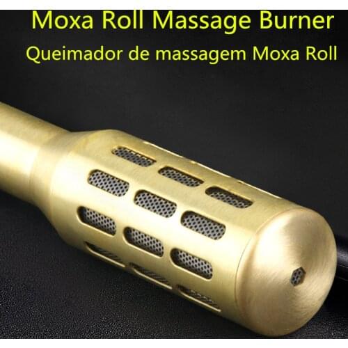 Big Brass Copper Moxa Roller Roll Box Stick Moxibustion Device Massage Box Smokeless Acupuncture Artemisia Body
