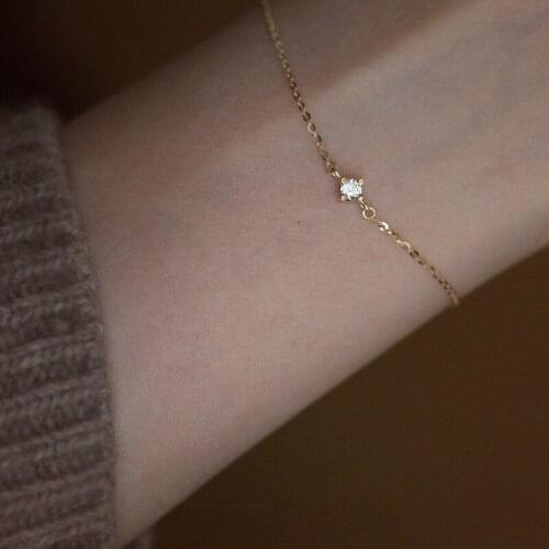 925 Sterling Silver Exquisite Crystal 14k Gold Bracelet Women Classic Temperament Party Jewelry Accessories Girlfriend Gift