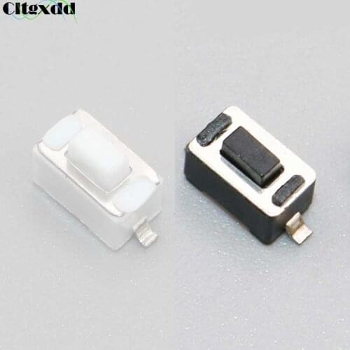 Cltgxdd 100PCS 3*6*4.3 Patch SMD Button Switch 2Pin Car Remote Control Key Commonly Used White Black Tact Micro Switch