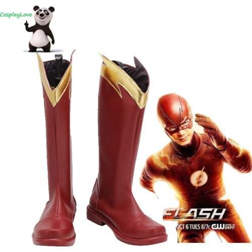 CosplayLove DC The Flash Season 4 Barry Allen Red Cosplay Shoes Long Boots Leather Custom Made