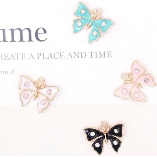 10pcs/lot 14*18mm Cute butterfly Enamel animal Charms for DIY Earring Jewelry Handmade Headwear accessories Finding XL785