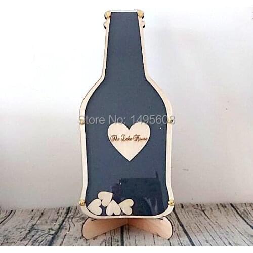 Personalized Wedding Guest Book Rustic Beer Bottle Shape Wooden Guest Book for Signature Custom Drop Box Guestbook,Wedding Decor