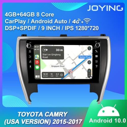 JOYING Android 10.0 Car Radio 4GB RAM 1 din multimedia stereo video GPS player 9" IPS forTOYOTA Camry (USA version) 2015-2017 BT