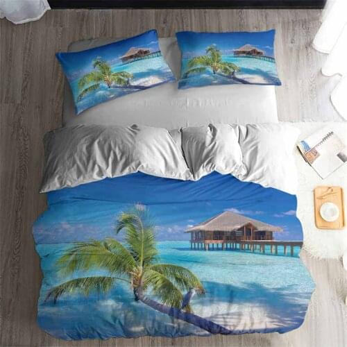 HELENGILI 3D Bedding Set Beach holiday scenery Print Duvet cover set bedclothes with pillowcase bed set home Textiles