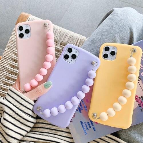 Hot Korea Macaron Pearl bracelet Soft silicon phone case for apple iphone 7 8 Plus X XS XR MAX 11 Pro SE 10 Anti-fall back cover