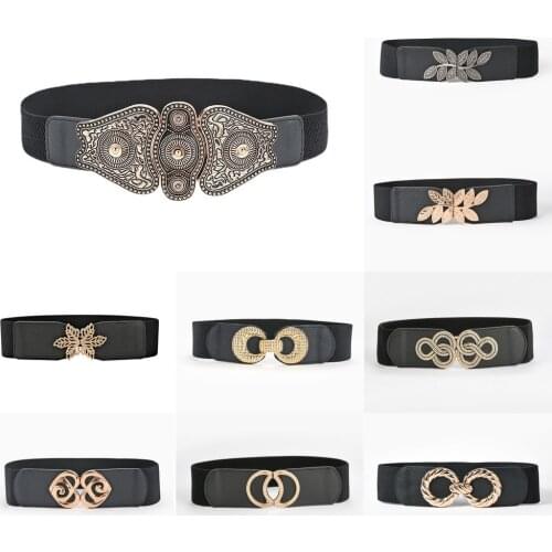 Fashion Women Elastic Belts Designer Luxury Brand Metal Buckle Waist Strap Dress Coat Sweater Decorative Waistband