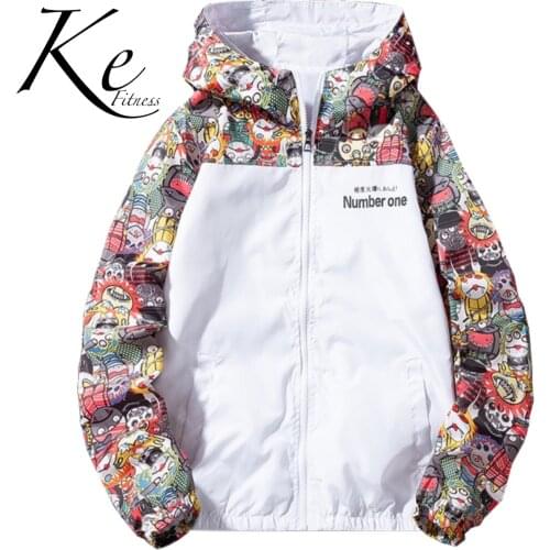 KE Mens jacket hoodie polyester fiber 90% new mens casual couple outdoor camouflage jacket Korean splicing coat jacket men