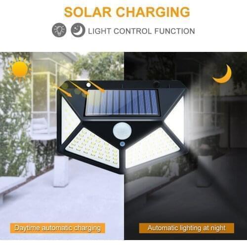 China hot 100 COB Solar Light PIR Motion Sensor Wall Lamp Outdoor Waterproof Solar Powered Path Street Lamp Garden Decoration