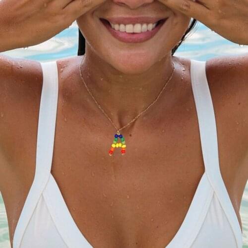 2021 New Seaside Holiday Clavicle Necklace For Women 26 Letters Pendant Hand-woven Beaded Necklace Female Travel Jewelry