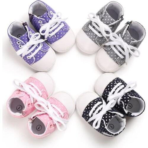 New Newborn Toddler Baby Girls wavelet point casual canvas shoes soft soled shoes Prewalker Anti-slip Fabric Shoes
