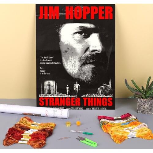 Stranger Things Printed Fabric 11CT Cross Stitch Kit DIY Embroidery DMC Threads Handicraft Craft Sewing Knitting Home Design