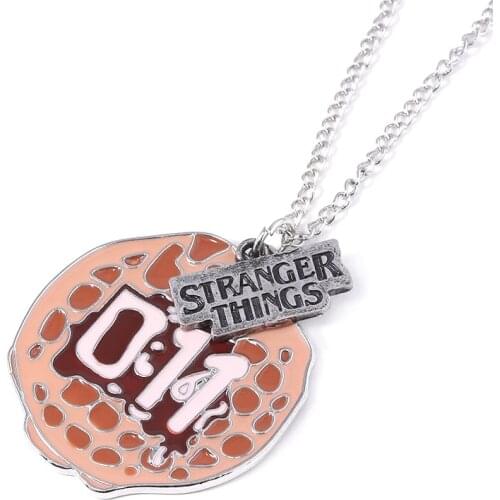 RJ TV Show Stranger Things Necklace Eleven Waffles 011 Alphabet Light Wall Letter Pendant Necklaces Men Lady Xmas Gift