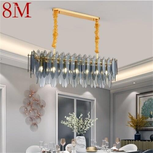 8M Chandelier Rectangle Pendant Lamp Postmodern Home LED Light Fixture for Living Dining Room
