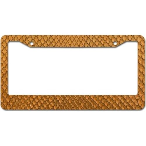 Peceeta Snake Skin License Plate Frame 2 Holes 1 Frame Matte Aluminum Text Funny Metal Cute Car Accessories white 16x31cm"] E7CA