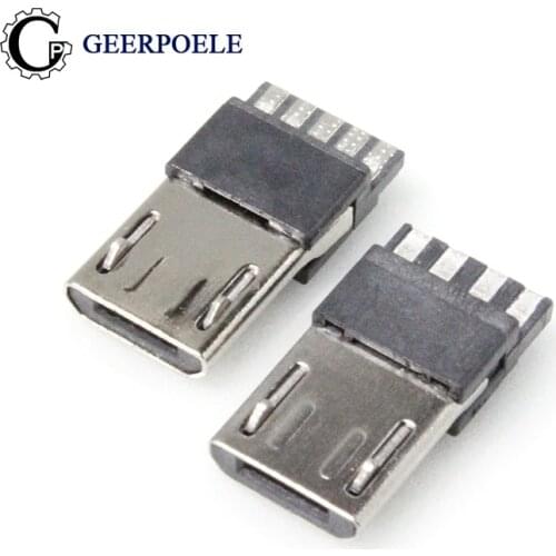 100 pcs/lot 4p/5p Micro USB Connector Jack USB Plug Male Connectors Tail