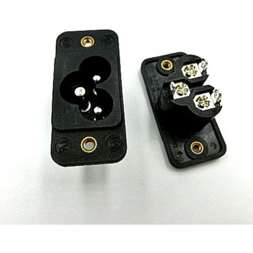 AC Power IEC Socket 3Pins 5A 250V With Ear 90 Degree 180 Degree Fixed Installation Black White 28.9mm x 18.2mm 1.14“ x 0.72