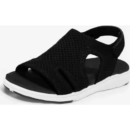 Women Summer Mesh Sandals Flying Woven Flat Ladies Shoes Hook Loop Casual Outdoor Shoes Solid Color Comfy Hollow Female Shoes